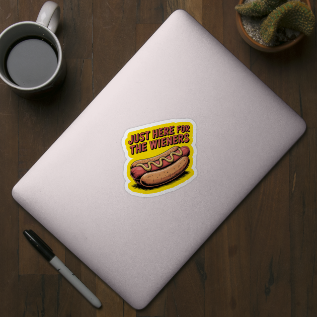 Just Here For The Wieners Funny 4th of July Hot Dog USA by Creatifly Graphic Tees